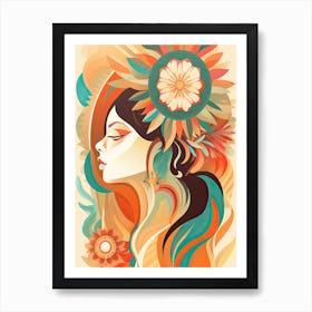 Bloom Body Woman Portrait Orange Tones 4 Art Print