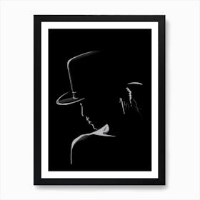 Silhouette Of A Woman In A Hat Art Print