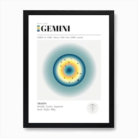 Gemini, Astrology, Zodiac Aura, Gradient Poster Art Print