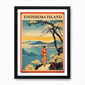 Enoshima Island, Japan Vintage Travel Art 4 Poster Art Print