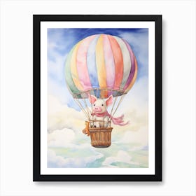 Baby Pig 2 In A Hot Air Balloon Art Print