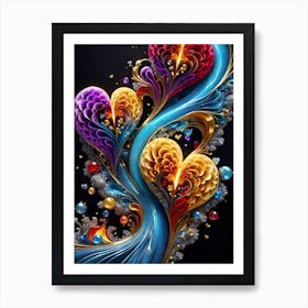 Abstract Hearts Art Print