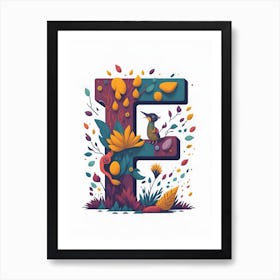 Colorful Letter F Illustration 16 Art Print