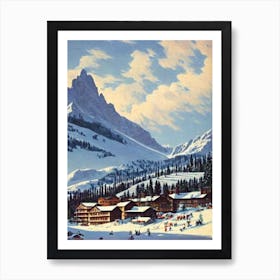 Tignes, France Ski Resort Vintage Landscape 2 Skiing Poster Art Print