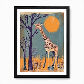 Giraffe In The Sun Storybook Watercolour Inspired 3 Art Print