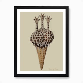 Icecream Giraffes Art Print