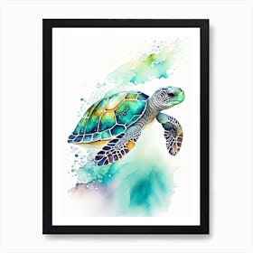 Migration Sea Turtle, Sea Turtle Watercolour 1 Art Print