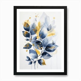 Blue And Yellow Leaves 3 Art Print