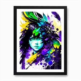 Girl With Feathers 1 Art Print