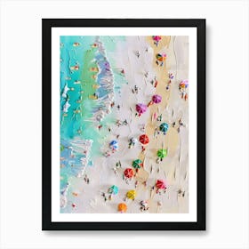 Miami Beach Aerial View Impasto Oil Painting Travel Art Print