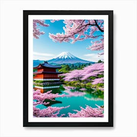 Cherry Blossoms In Japan Cherry Blossoms Mount Fuji Japan 1 Art Print