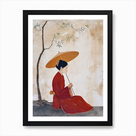 Chinese Woman With Umbrella, Asian Classic Art Art Print