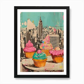 Kitsch New York Cupcake Collage 4 Art Print