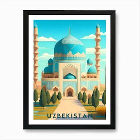 Uzbekistan Retro Travel Art Print