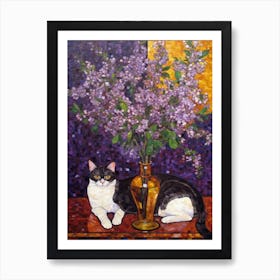 Lilac With A Cat 1 Art Nouveau Klimt Style Art Print