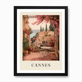 Cannes France 5 Vintage Pink Travel Illustration Poster Art Print