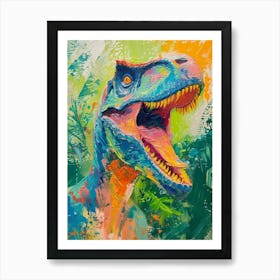 Colourful Dinosaur Rawr Burshstroke Art Print