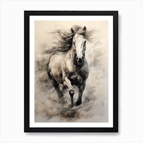 A Horse Painting In The Style Of Dry Brushing 4 Art Print