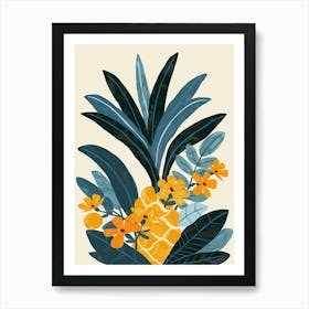 Pineapple Tree Illustration Flat 4 Art Print