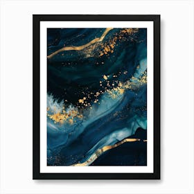 Abstract Of Blue And Gold Art Print