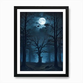 Full Moon In The Forest Art Print