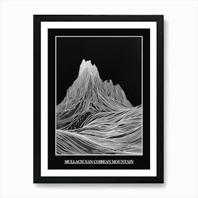 Mullach Nan Coirean Mountain Line Drawing 5 Poster Art Print