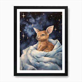 Baby Kangaroo Sleeping In The Clouds Art Print