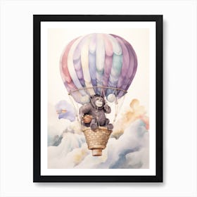 Baby Gorilla 2 In A Hot Air Balloon Art Print