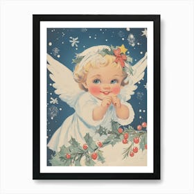 Vintage Christmas Angel Art Print