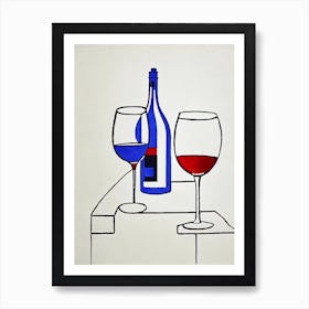 Bandol Rosé 1 Picasso Line Drawing Cocktail Poster Art Print