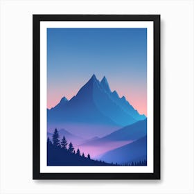 Misty Mountains Vertical Composition In Blue Tone 108 Art Print