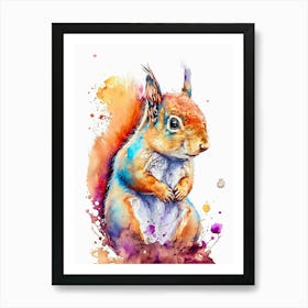 Squirrel Water Color Art Print