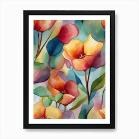 Watercolor Flowers 50 Art Print