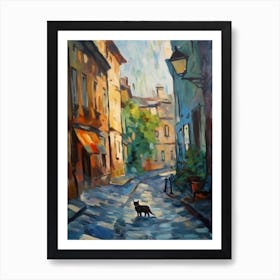 Painting Of Budapest Hungary With A Cat In The Style Of Impressionism 4 Art Print