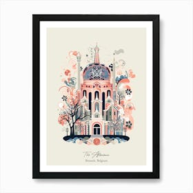 The Atonimun   Brussels, Belgium   Cute Botanical Illustration Travel Poster Art Print