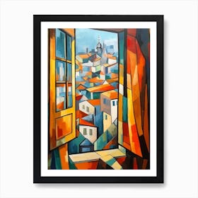 Window View Of Paris Of In The Style Of Cubism 4 Art Print