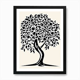 Peach Tree Simple Geometric Nature Stencil 1 Art Print