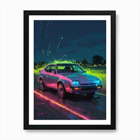 Neon Car Canvas Print Art Print