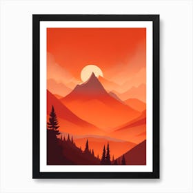 Misty Mountains Vertical Composition In Orange Tone 179 Art Print