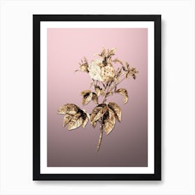 Gold Botanical Pink Agatha Rose on Rose Quartz Art Print