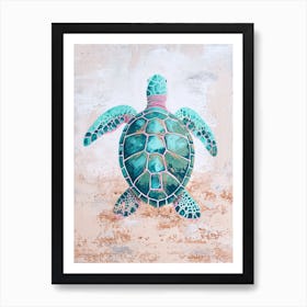 Simple Turquoise Sea Turtle Art Print