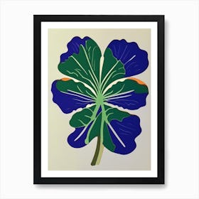 Shamrock Leaf Colourful Abstract Linocut Art Print