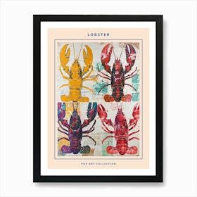 Kitsch Pop Art Lobster Tile Poster Art Print