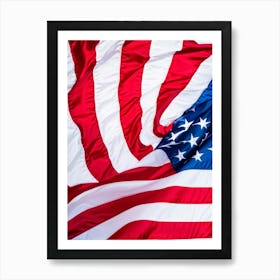 American Flag Unfurling In The Breeze Colors Transitioning From Rippled White At The Top To Rippled (6) Art Print