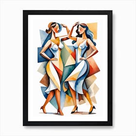 Two Women Dancing Watercolor Painting Art Print