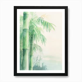 Bamboo Tree Atmospheric Watercolour Painting 6 Art Print