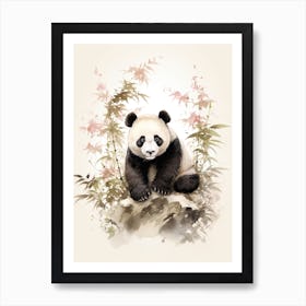 Panda Art In Chinese Brush Painting Style 3 Art Print