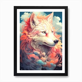 Wolf In The Clouds 2 Art Print