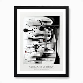 Cosmic Symphony Abstract Black And White 4 Poster Art Print