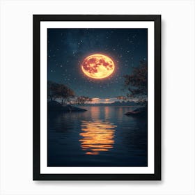 Full Moon Over Water Art Print